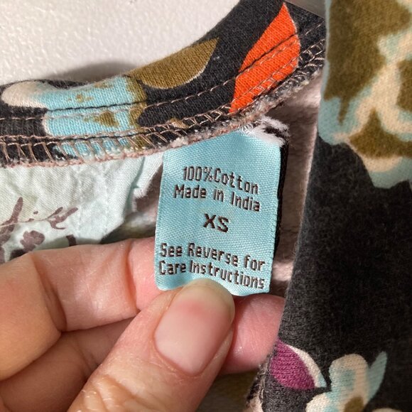 Womens Inner Child Floral Zip Jacket Brown Blue XS Cotton Embroidered Detail - Picture 9 of 11